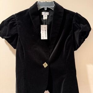 Black velvet short sleeve dress jacket